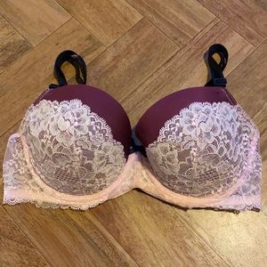 VS dream angels demi maroon and pink lace